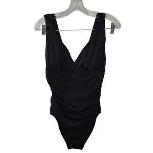 Time and Tru Black Slimming Silhouette One-Piece Swimsuit Size Medium NWT